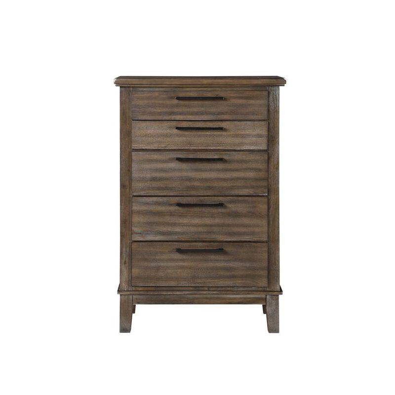 New Classic Furniture Furniture Cagney 5-Drawer Wood Chest in Vintage Brown