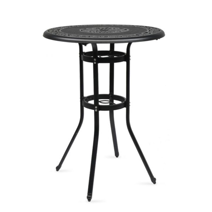 Outdoor Patio Round Bar Table Weather-Resistant High Bistro Table for Garden & Deck