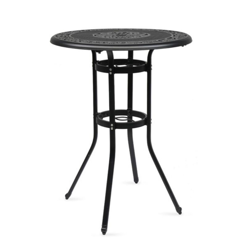 Outdoor Patio Round Bar Table Weather-Resistant High Bistro Table for Garden & Deck