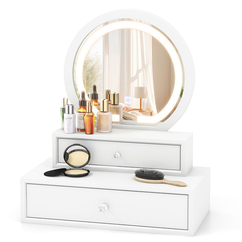 LED Lighted Vanity Mirror for Bedroom Tabletop