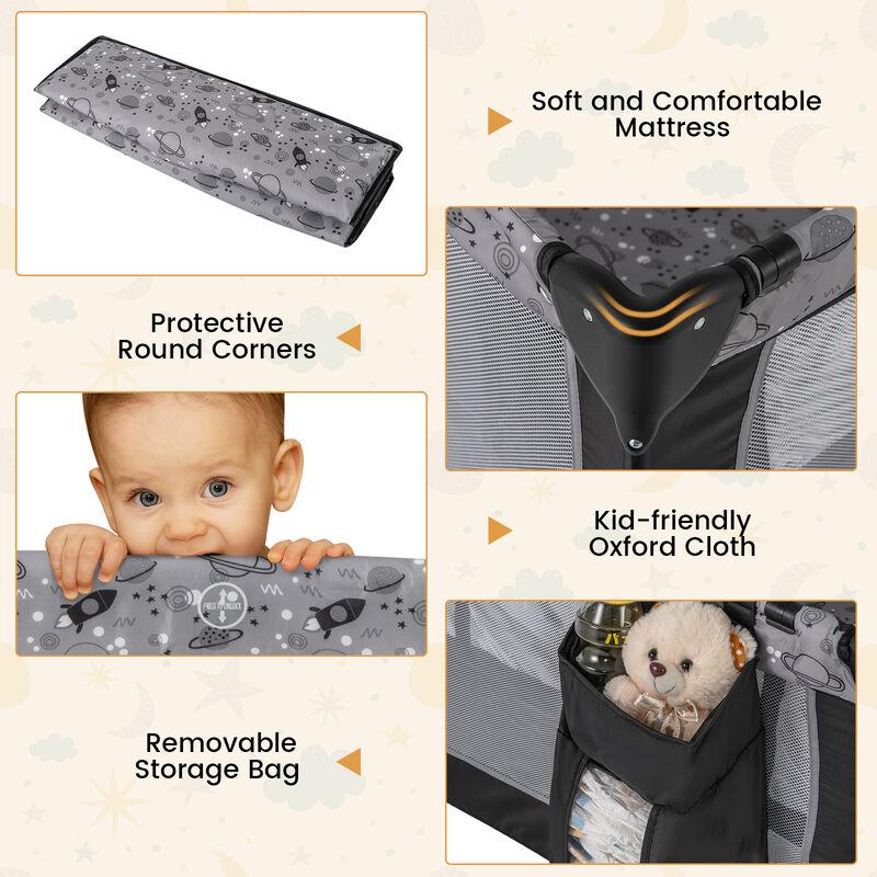 Multi-Functional Baby Playpen with Mattress and Removable Changing Table