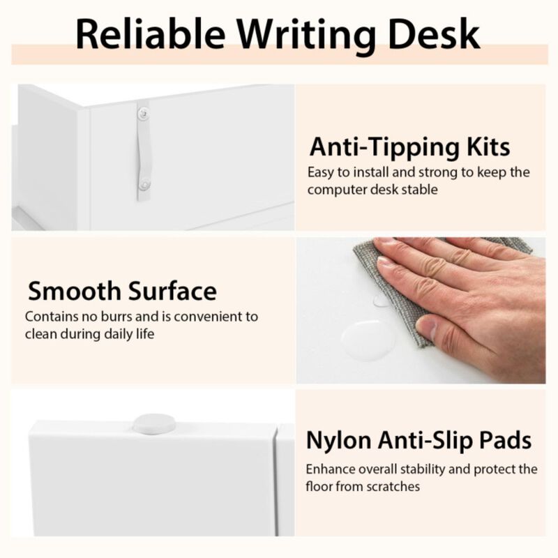 Hivvago Office Computer Desk with Dual 3 Tier Bookshelf and Monitor Shelf