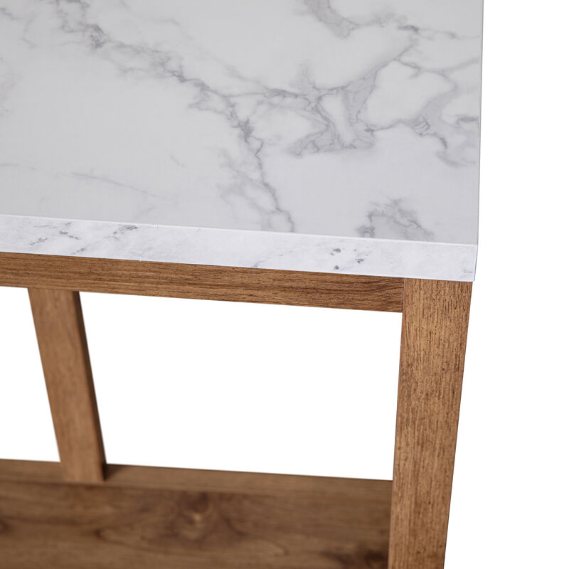 Warm Oak/Marble Entry Table