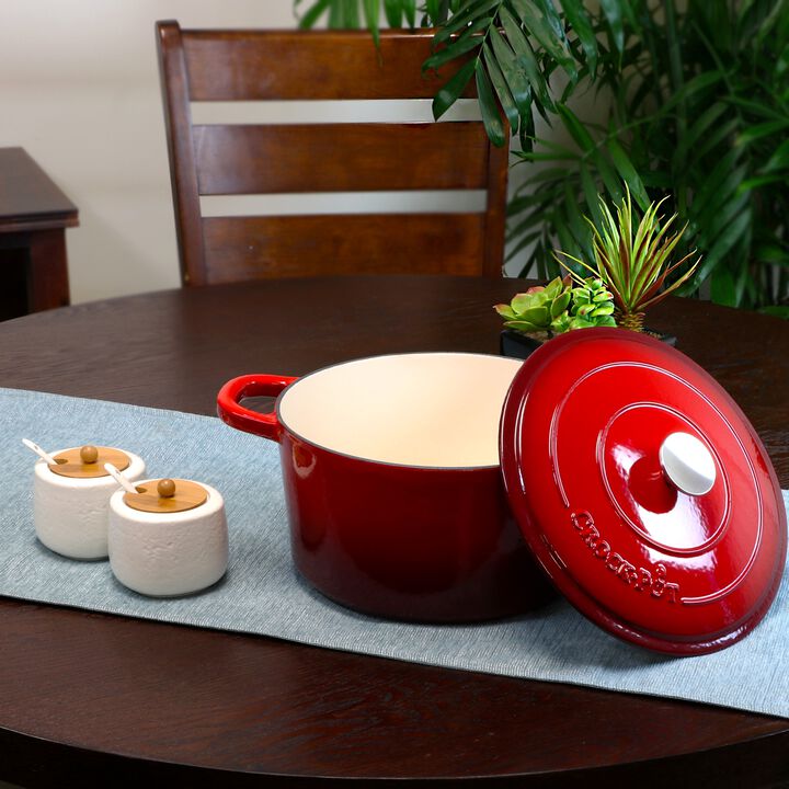 Crock Pot Artisan 7 Quart Round Cast Iron Dutch Oven in Scarlet Red