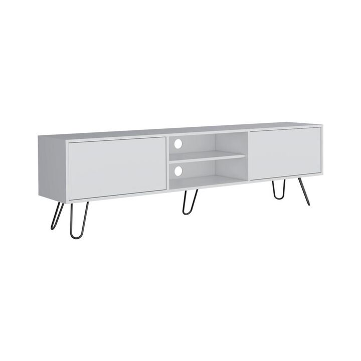 Waco TV Rack, Hairpin Stand with Spacious Storage and Cable Management Holes