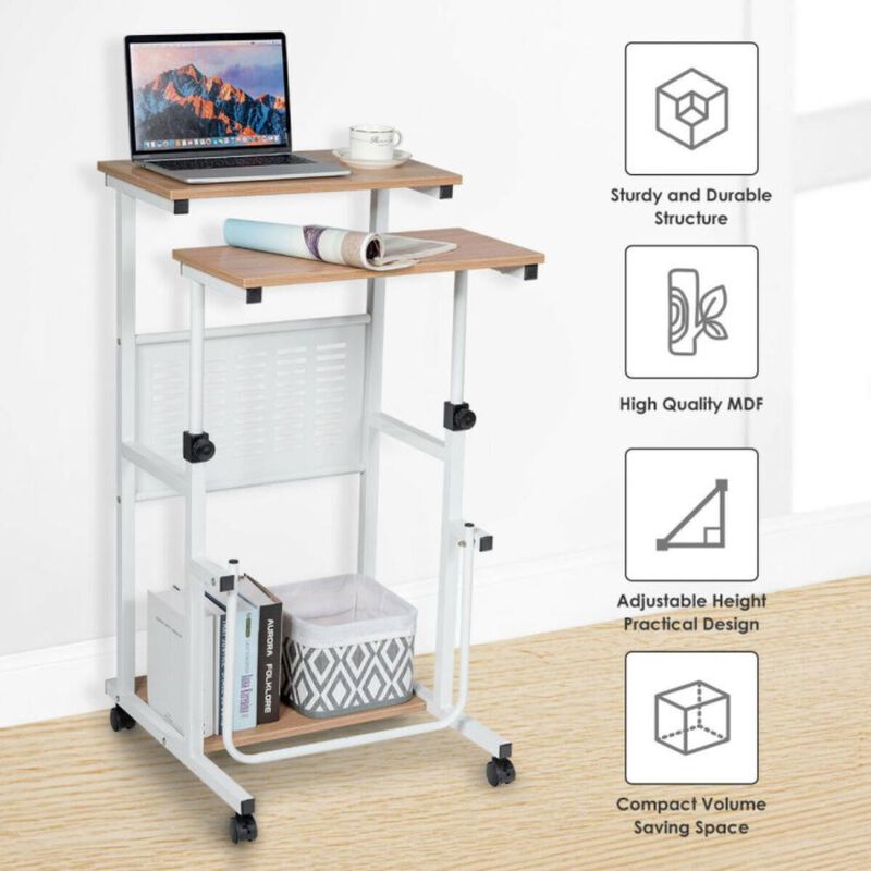 Hivvago Height Adjustable Mobile Computer Stand-Up Desk with 2 Modes