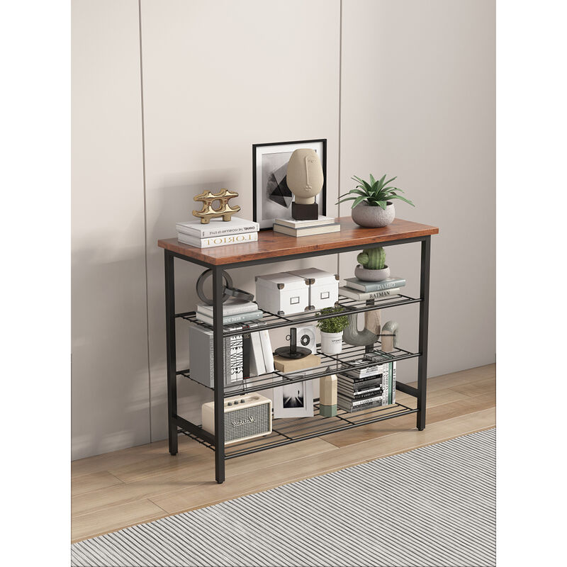 4-Tier Metal Shoe Rack, Modern Multifunctional Shoe Storage Shelf with MDF Top Board, 1 pc per carton