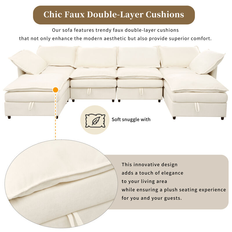 Merax Versatile 6-seat Modular Sofa with Storage
