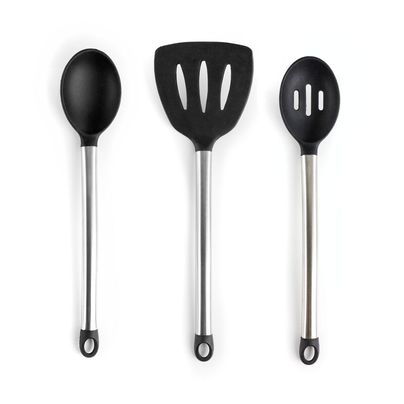 MegaChef Gray Silicone and Stainless Steel Cooking Utensils, Set of 14