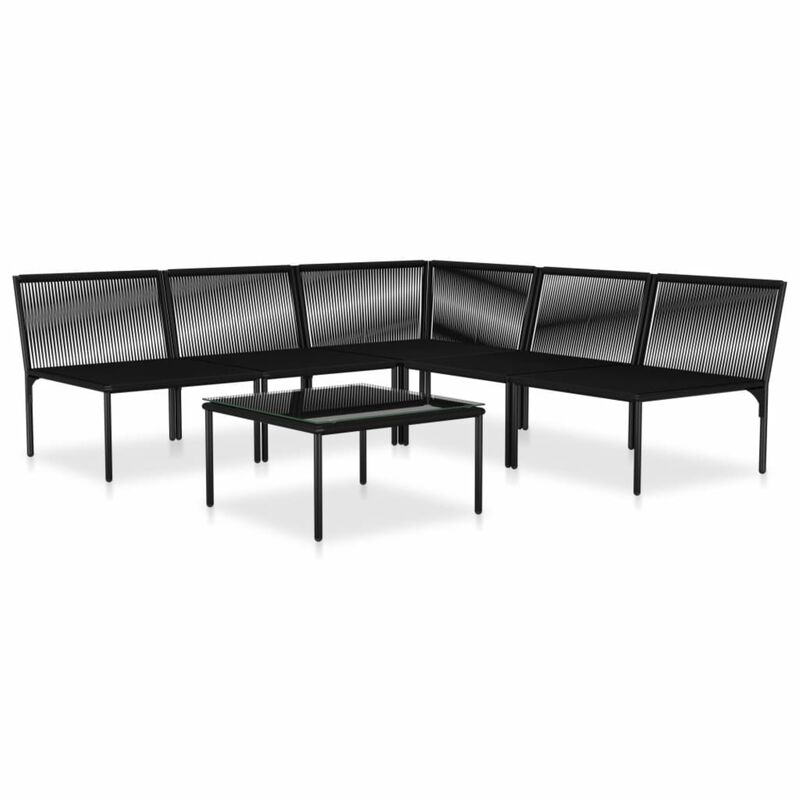 vidaXL 6 Piece Garden Lounge Set with Cushions Black PVC