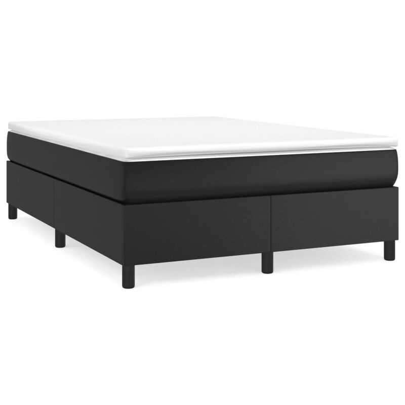 vidaXL Queen Size Box Spring Bed Frame - Faux Leather Upholstery, Plywood and Engineered Wood Construction, Black