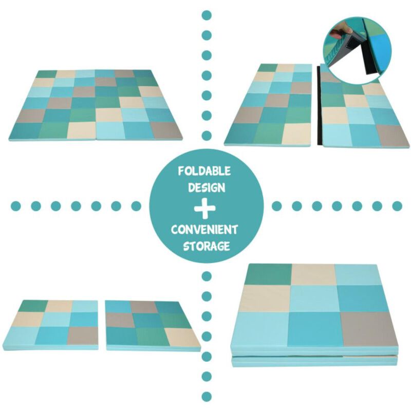 Hivvago 58 Inch Toddler Foam Play Mat Baby Folding Activity Floor Mat