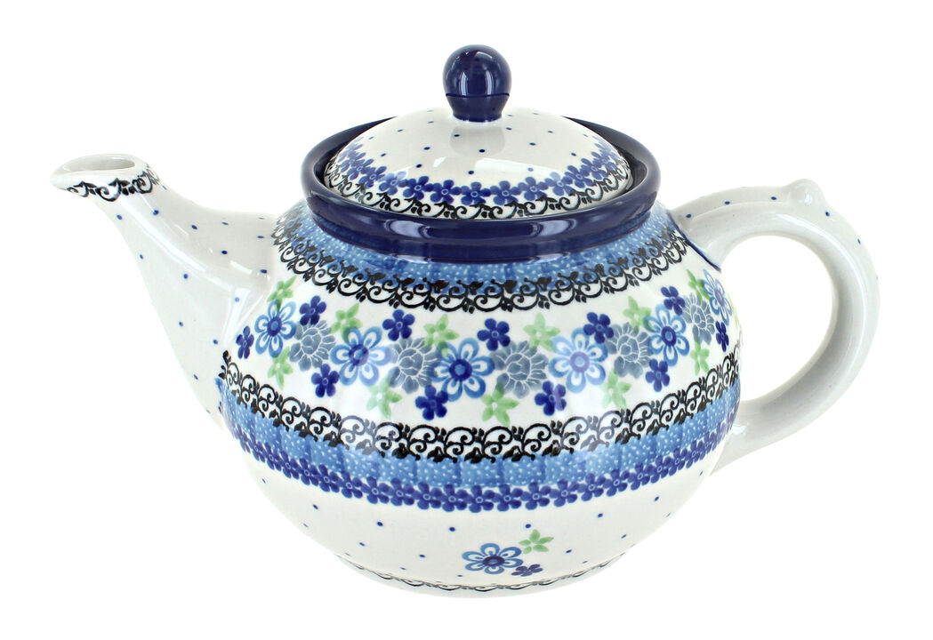 Blue Rose Polish Pottery Bluebird Medium Teapot