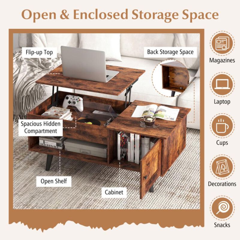 Hivvago Lift Top Coffee Table with Storage and Hidden Compartment