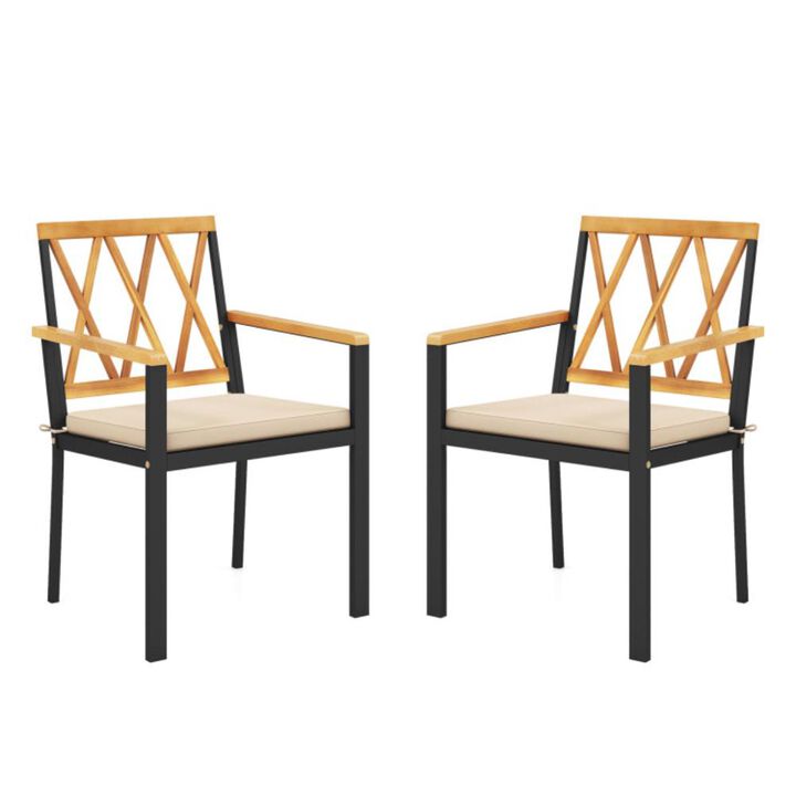Hivvago Set of 2 Patio Dining Chairs with Removable Padded Cushions