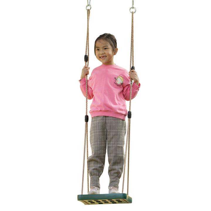 Adjustable Plastic Standing Swing, Outdoor Kids Playground Swing, Green