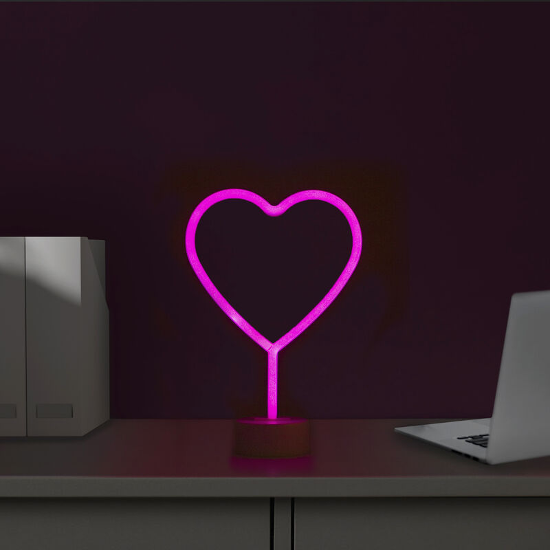 11.5" Pink Heart LED Neon Style Valentine's Day Table Sign