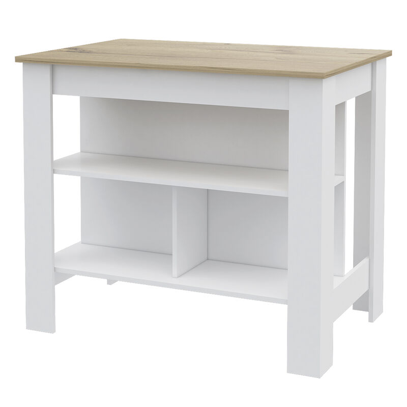 Kitchen Island Dozza, Kitchen, White / Light Oak