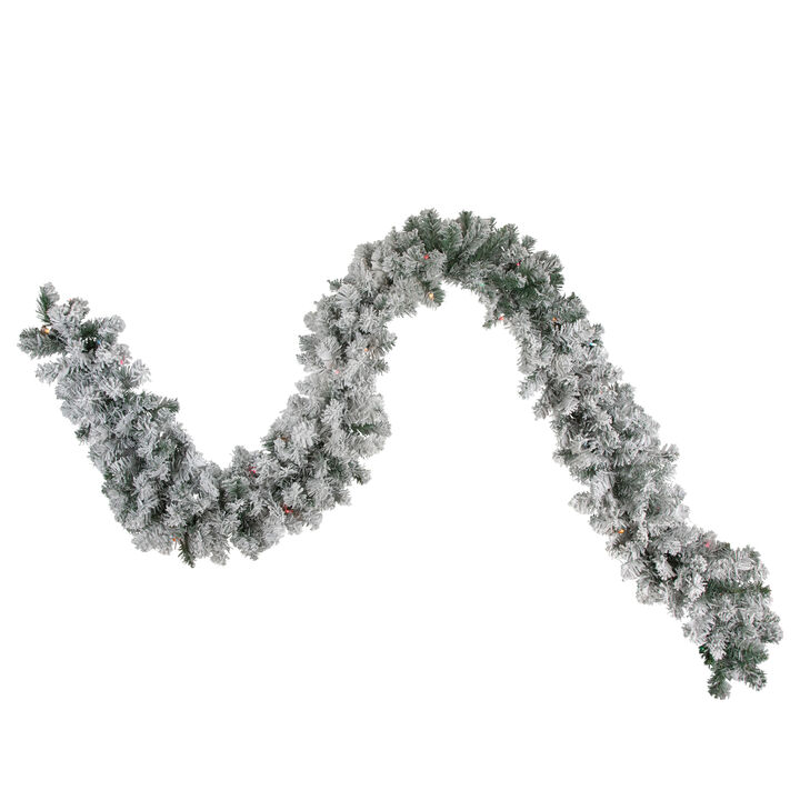 9' x 10" Pre-Lit Flocked Madison Pine Artificial Christmas Garland  Multi Lights
