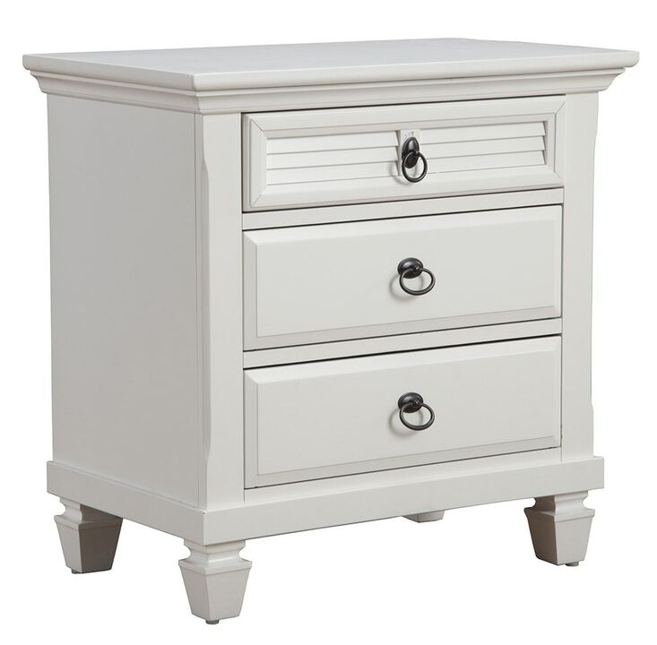 Hivvago White Plantation 3 Drawer Nightstand