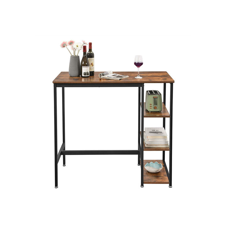 Bar Table, High Dining Table with 3 Storage Shelves
