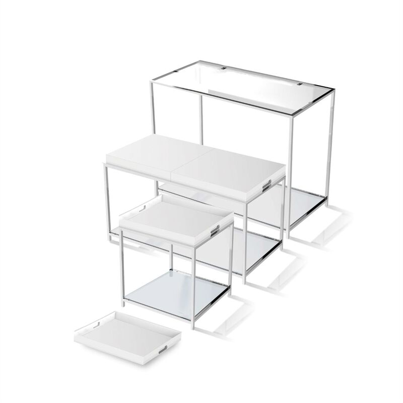 Hivvago Modern Classic Metal End Table with White Removable Tray