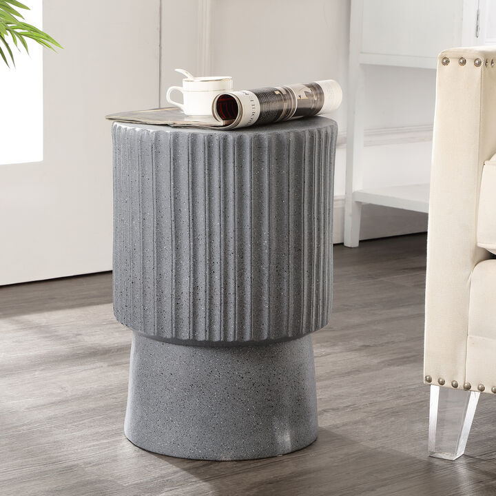 Louisa Modern Art Deco Tambour Indoor/Outdoor Accent Table
