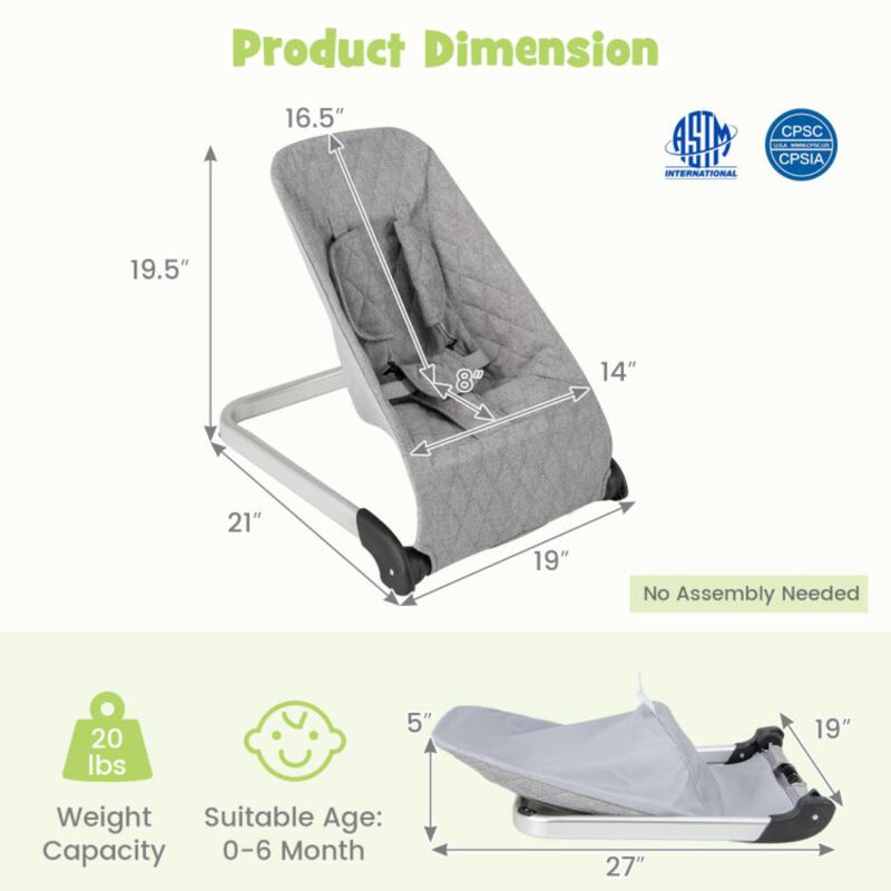 Hivvago Baby Bouncer Seat with Aluminum and Metal Frame