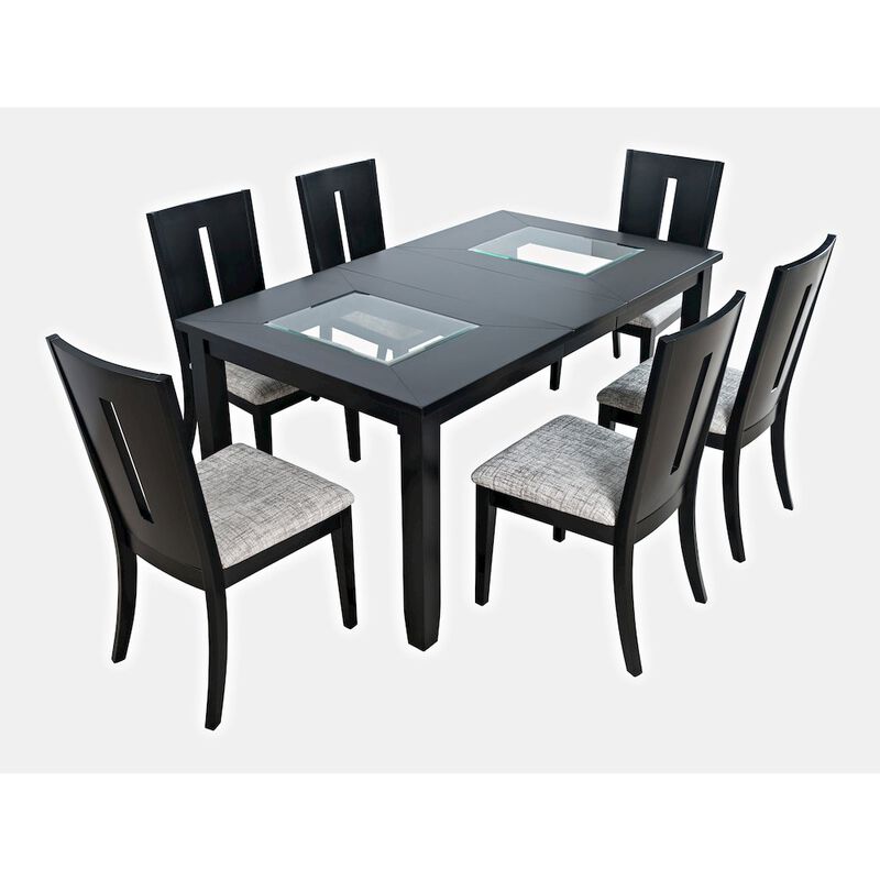 Jofran Urban Icon Contemporary 66 Seven-Piece Dining Set with Upholstered Chairs