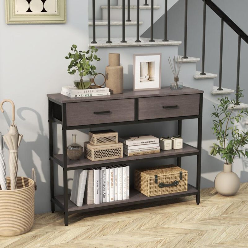 Hivvago Console Table with Folding Fabric Drawers for Entryway