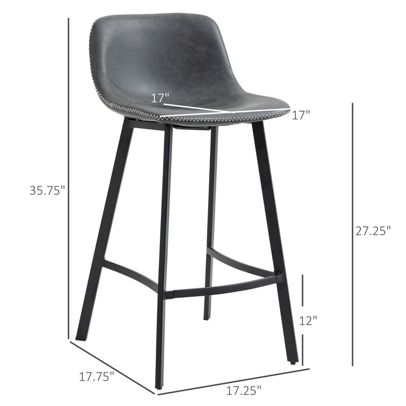 Gray Kitchen Perches: Set of 2 27.25" Industrial Bar Stools