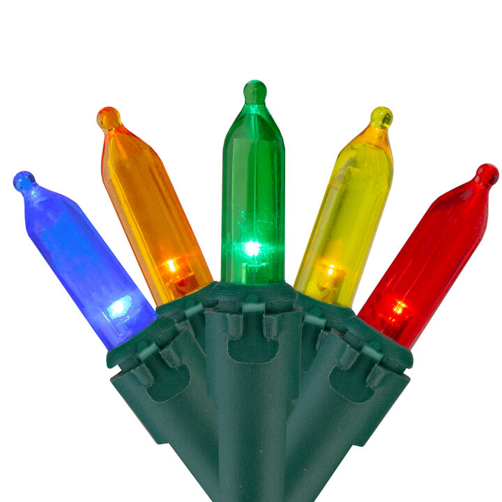 200 Multi-Color LED Mini Christmas Lights  49ft Green Wire