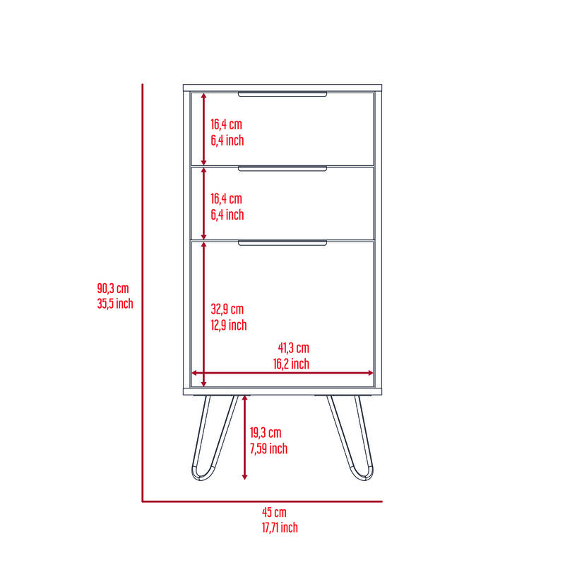 DEPOT E-SHOP Begonia Light Dresser, Superior Top,Three Drawers, Hairpin Legs, Light Oak