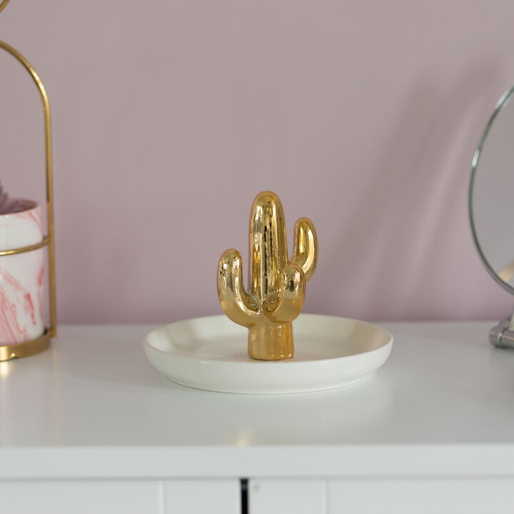 Uniquewise Cactus Tree Jewelry Holder with Decorative Trinket Dish Organizer