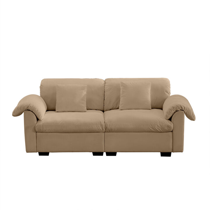 Merax Velvet Loveseat Sofa with Hidden Storage