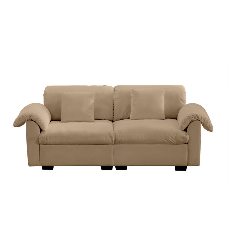 Merax Velvet Loveseat Sofa with Hidden Storage