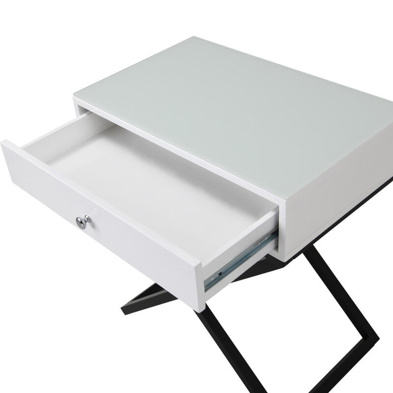 Streamdale Koda End Table with Glass Top and Drawer