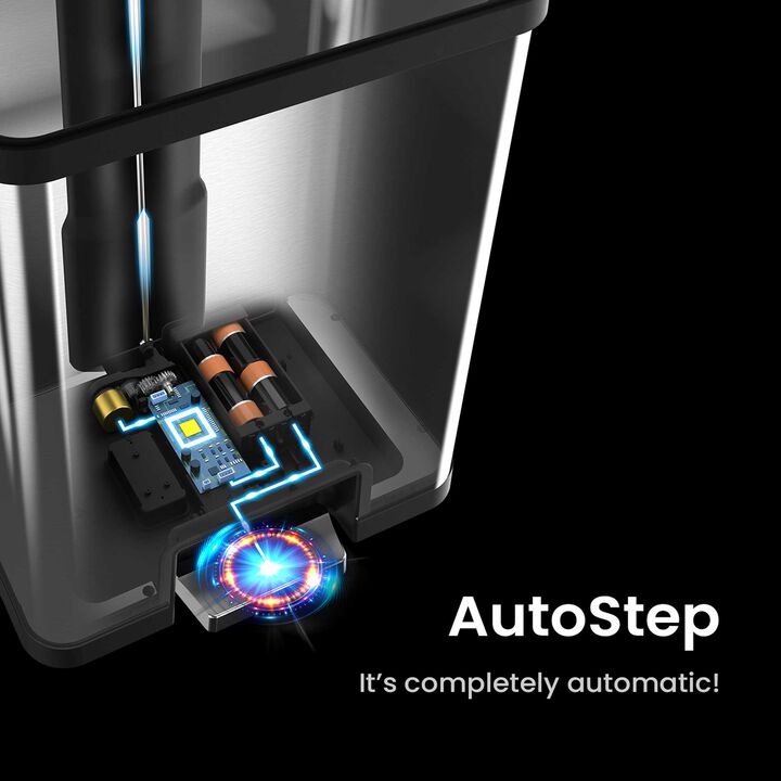 iTouchless 13 Gallon AutoStep Stainless Steel Pedal Sensor Trash Can