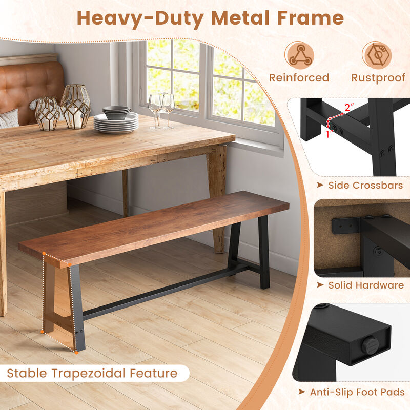 3-Person Dining Bench, Entryway Shoe Bench with Metal Frame for Storage and Seating