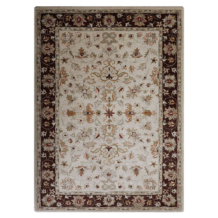 RUGSOTIC CARPETS HAND TUFTED WOOL ECO-FRIENDLY AREA RUGS  - 8'x10', Rectangle Shape, Beige & Brown, Classic Oriental Traditional  Design, High Pile Thick Handmade Anti Skid Area Rugs (K0TM12)