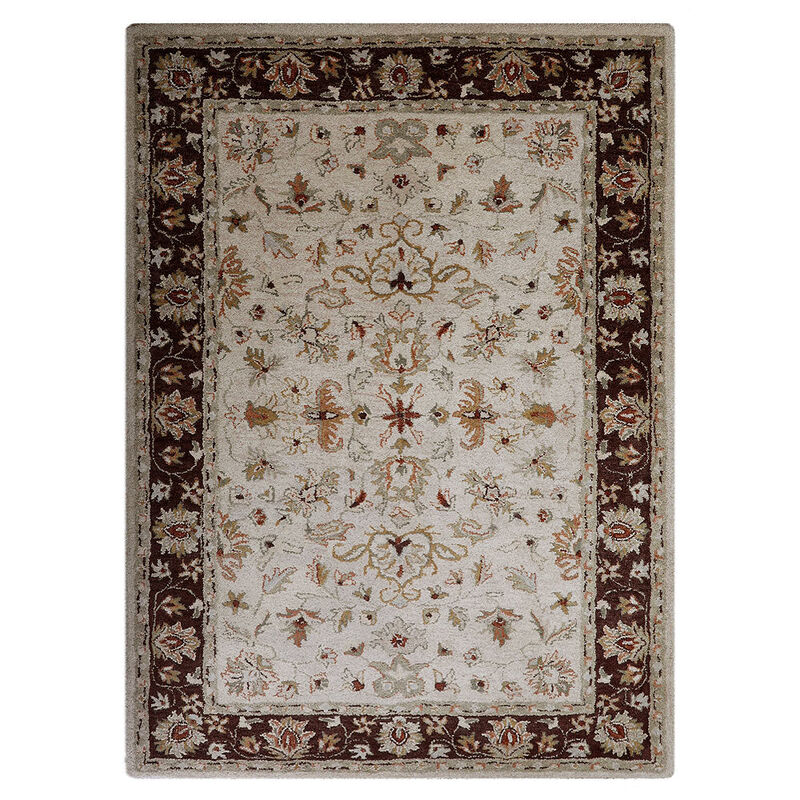 RUGSOTIC CARPETS HAND TUFTED WOOL ECO-FRIENDLY AREA RUGS  - 8'x10', Rectangle Shape, Beige & Brown, Classic Oriental Traditional  Design, High Pile Thick Handmade Anti Skid Area Rugs (K0TM12)