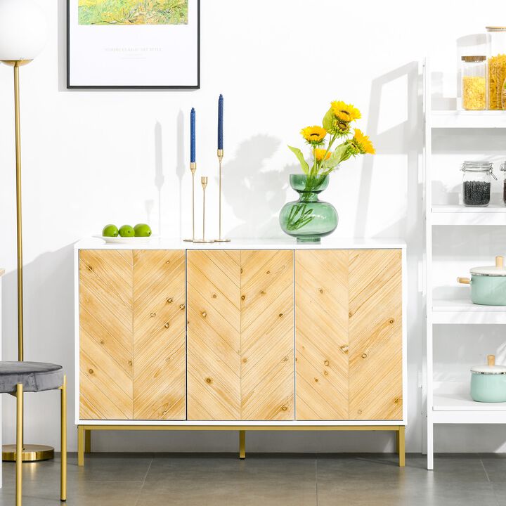 Natural Wood Storage: Accent Sideboard with Chevron Pattern Doors