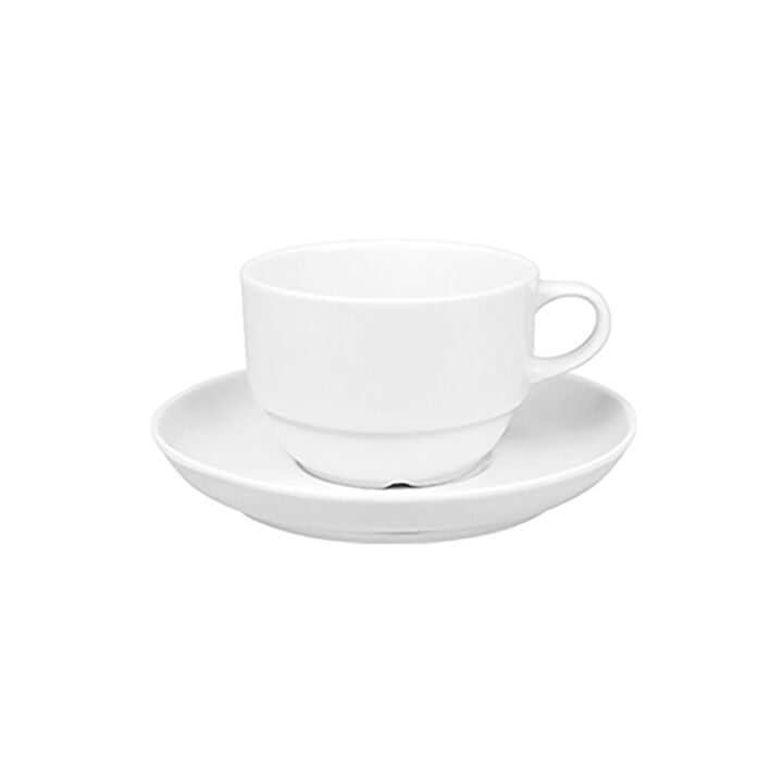 European White Stacking 3 oz. Espresso Cup+Saucer