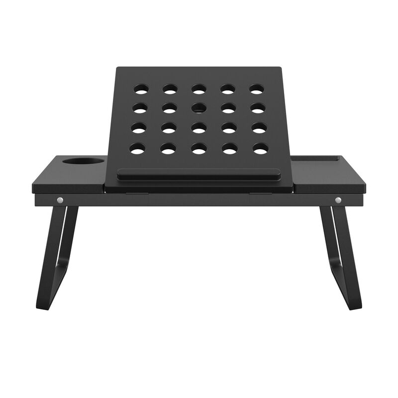 COSCO Folding Adjustable-Tilt Lap Desk with Cup and Phone Holder, Black