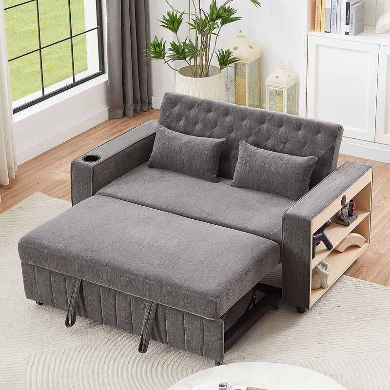 Merax Modern Sleeper Sofa Pull-out Sofa Bed with Adjustable Backrest for Living Room