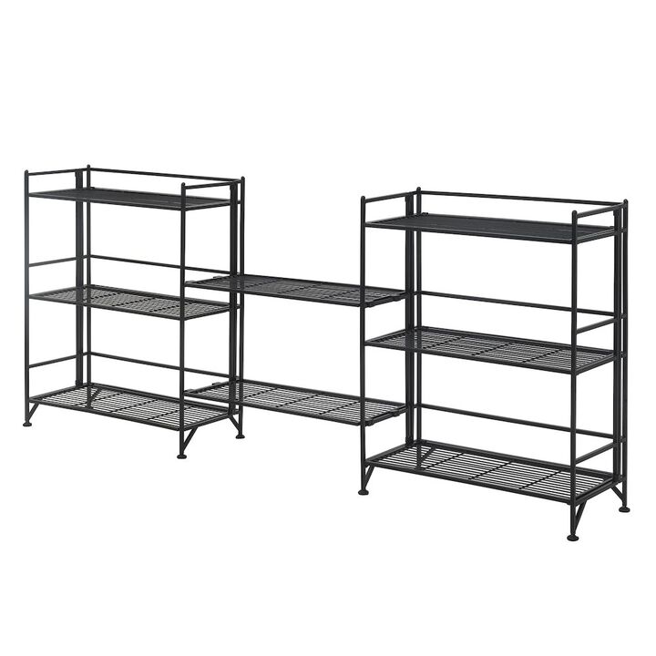 Convenience Concepts Xtra Storage 3 Tier Wide Folding Metal Shelves with Set of 2 Extension Shelves