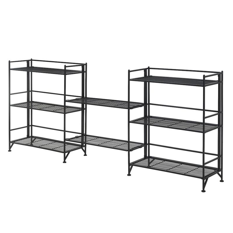 Convenience Concepts Xtra Storage 3 Tier Wide Folding Metal Shelves with Set of 2 Extension Shelves