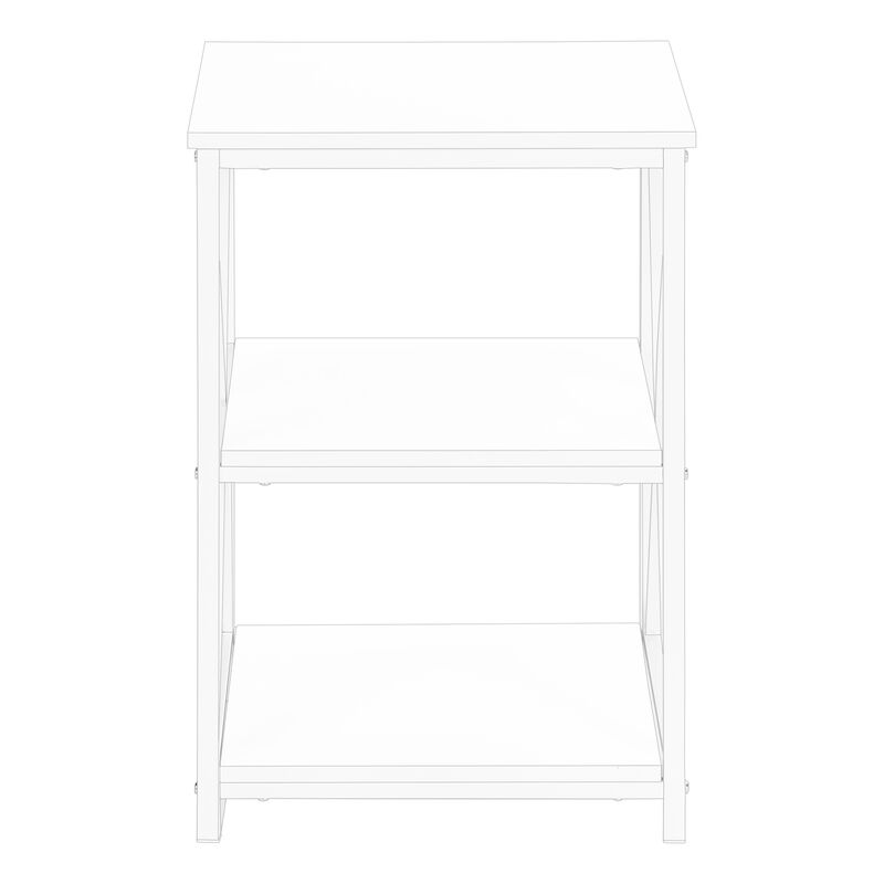 Monarch Specialties I 3599 Accent Table, Side, End, Nightstand, Lamp, Living Room, Bedroom, Metal, Laminate, White, Contemporary, Modern