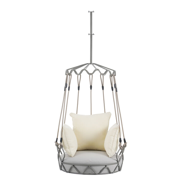 Merax Outdoor Porch Swing Hanging Basket Chair with UV Resistant Cushion