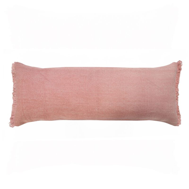 36" Pink Solid Fringe Lumbar Throw Pillow